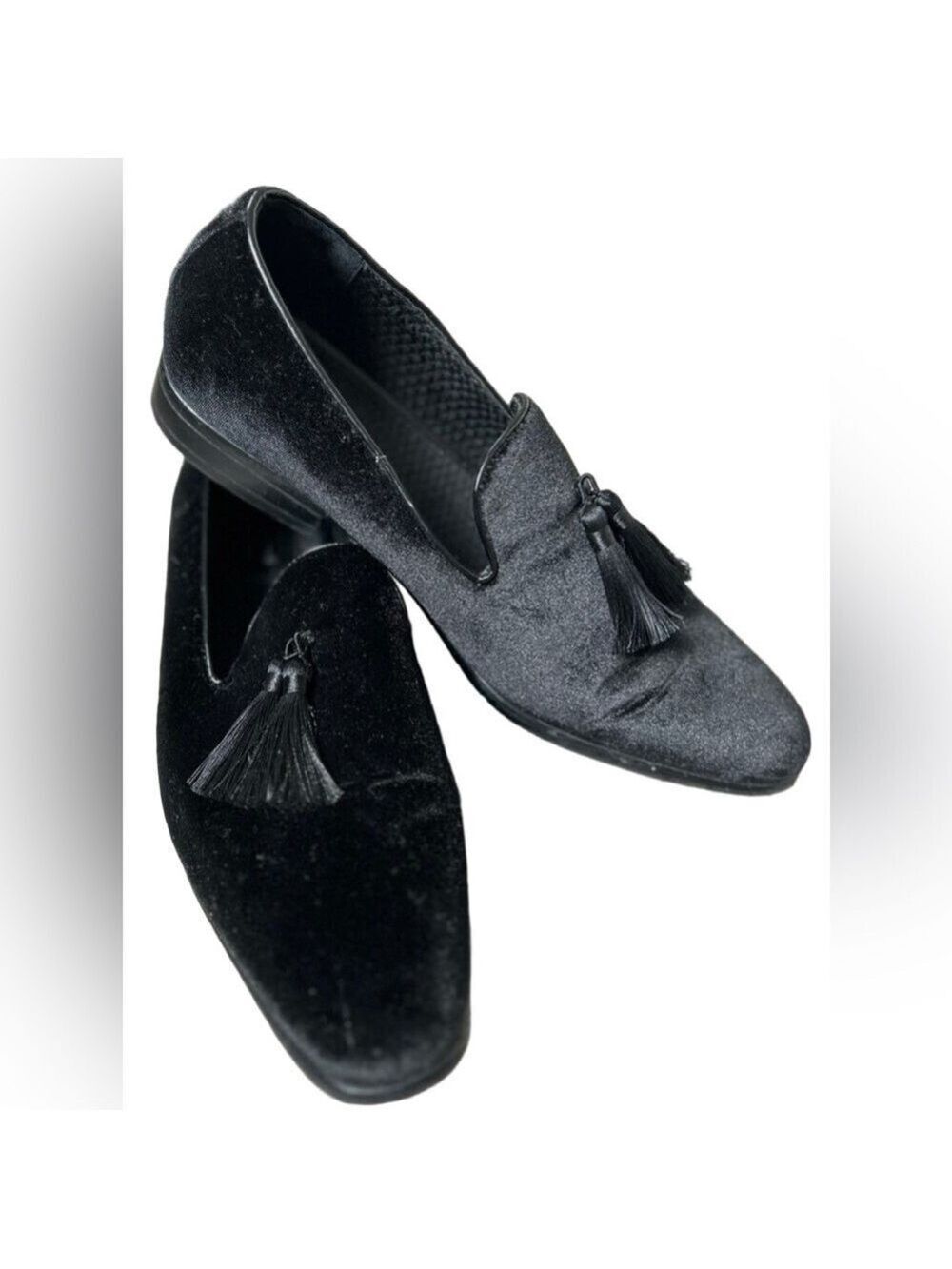 Carlo Morandi Blk Satin & Tassel Dress Formal Smoking Shoes - Size 9.5 D